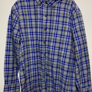 SCHMIDT Men's Blue Checked Button Down Long Sleeve Size XL